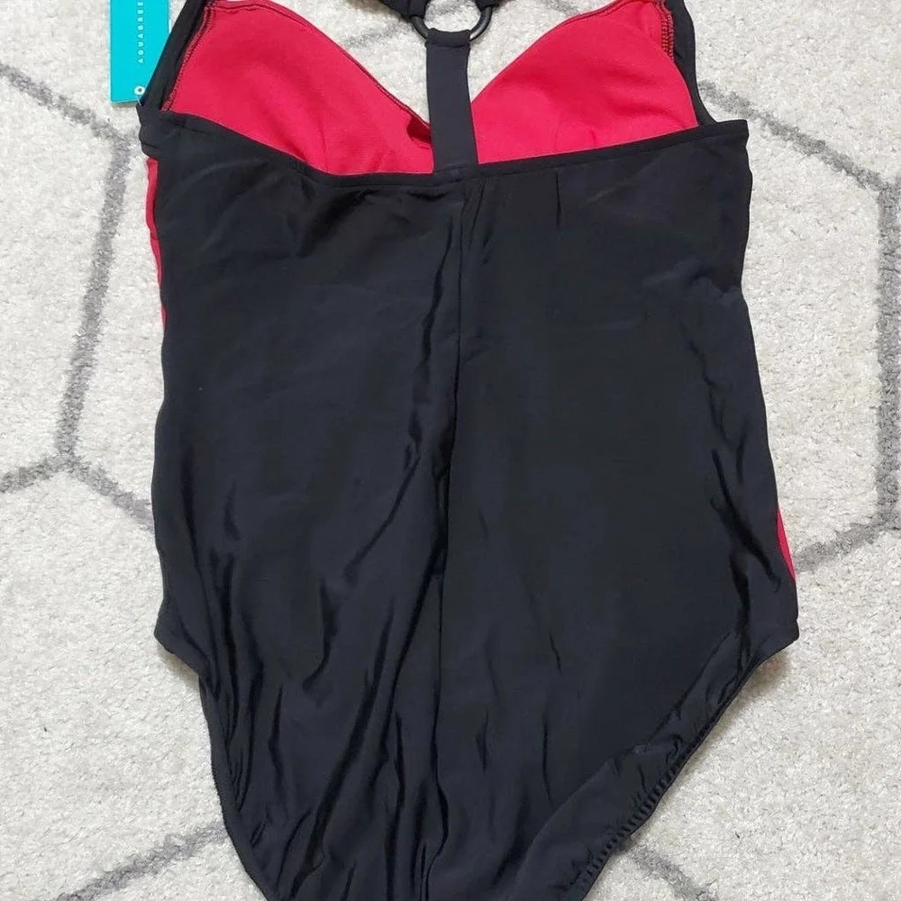 Women's Draped-Front 1pc Swimsuit - L
